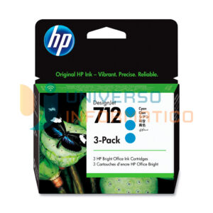 TINTA HP 3ED77A (712A) 3 PACK 29ML CYAN